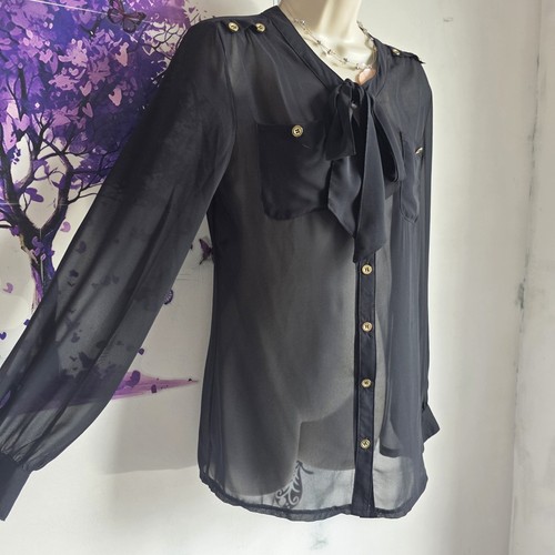 Sblack sheer chiffon - chiffon, blouse