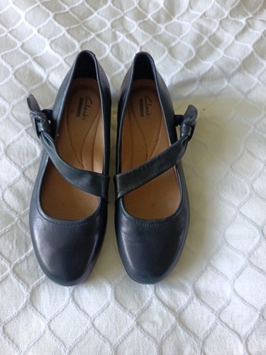 Ladies clarks navy leather - ladies,