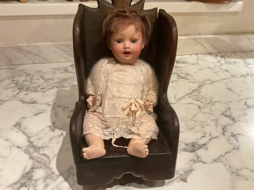 Vintage porcelain doll sitting - doll,