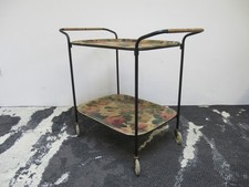 Vintage Arnold Designs Shabby Chic Black Metal Floral Two Tier Serving Trolley