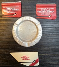 Vintage Airplane Advertising Lot Metal  Ashtray "Fly Piper Planes" 3 Cutters