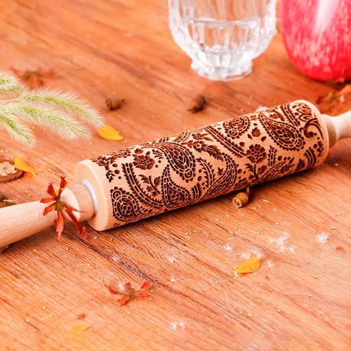 Embossed rolling pin wooden - pin,