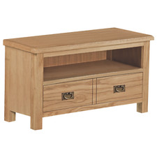 Baysdale Rustic Oak TV Unit – Small Solid Wood Media Stand with Drawers 80cm