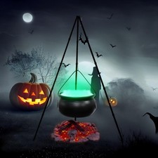Halloween Decor Outdoor Large Witches Cauldron on Tripod with Light Yard Decor.