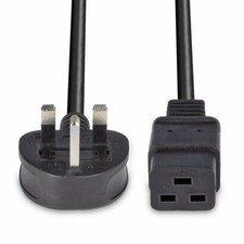 2m UK 3 Pin Plug to IEC C19 Power Cable - Black