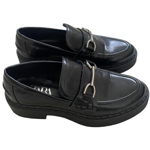 Zara women black loafers - black,