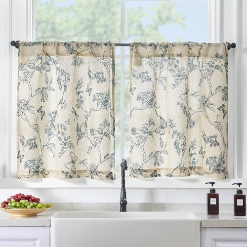 Blue floral linen kitchen - floral,