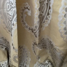 STUNNING LAURA ASHLEY EMPEROR PAISLEY GOLD SILK CURTAINS PAIR 50” wide 85”   