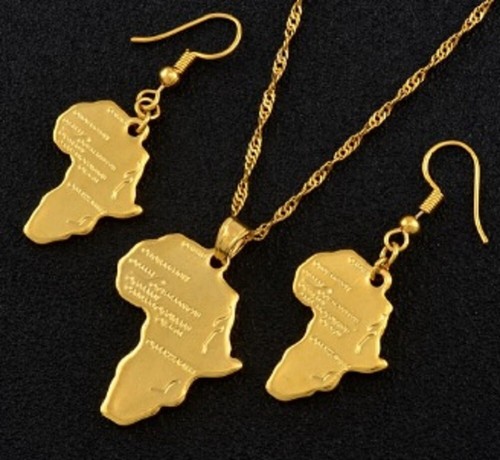 Africa gold plated - plated, map