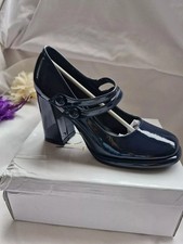 New navy patent double strap