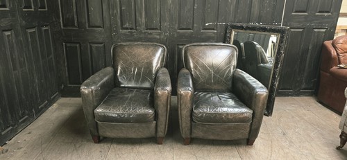 Dfs green leather - leather, armchairs