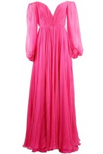 RALPH AND RUSSO CUSTOM DRAPED SILK CHIFFON GOWN FR 36 UK 8