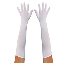 WHITE LYCRA GLOVES LONG 50CM ELBOW EVENING 1920S LADIES FANCY DRESS