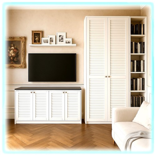 White pine louvered cabinet - pine,