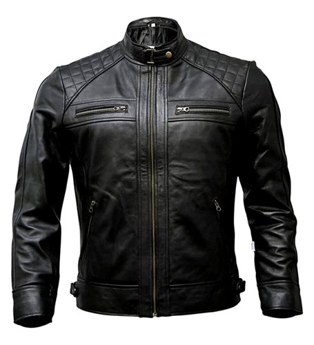 Café racer men leather jacket - racer,