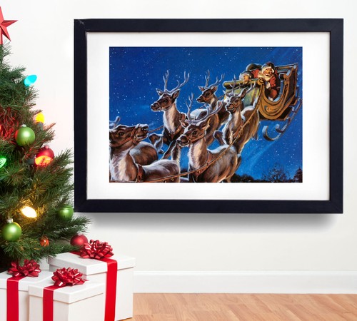 Xmas poster christmas santa - a3,