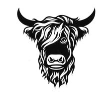 highland cow head decal vinyl wall art sticker graphic car camper van bonnet fun
