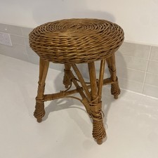 Round Wicker Vintage Footstool
