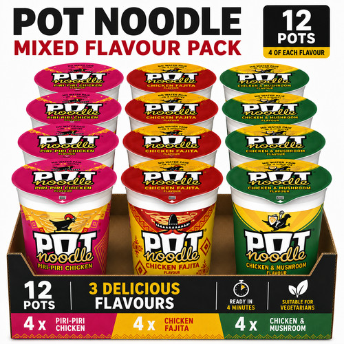 Pot noodle mixed pack 12x90g - noodle,