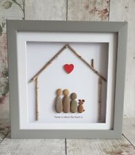Personalised Family home pebble art framed picture/gift/new home