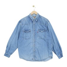 Vintage Levis Denim Shirt Mens Size L Blue Western Casual Button-Up
