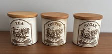 Taunton Vale Stoneware Tea Coffee Sugar Storage Jars Wheat Sheaf 1970’s Cornish
