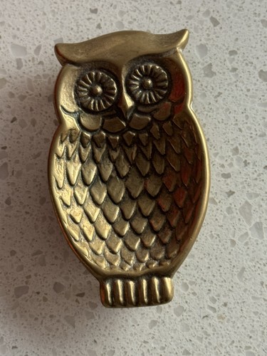 Small brass owl - small, ashtray/