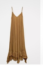 Zara Mustard Long Dress With Matching Cape Small Flowing Limited Edition
