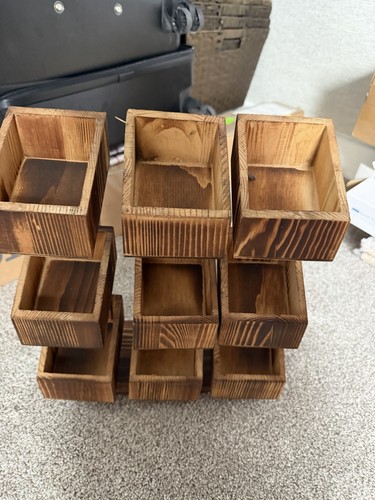 Rustic wooden tea - caddy, holder