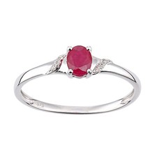 9ct White Gold Oval Ruby and