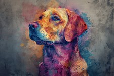 Labrador Retriever Dog Canvas Picture Print Wall Art  - Colour Splash