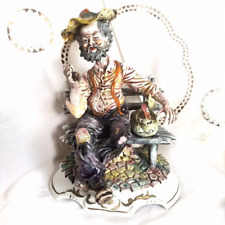 Capodimonte Tramp Man on Bench Antique Figurine Signed