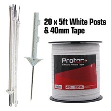 20 x WHITE 5FT POSTS & 40MM