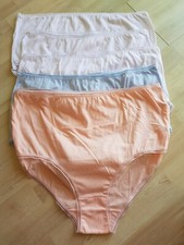 Ladies Five Pack White, Pale Blue and Peach 100%Cotton Full Briefs  Size  2XL