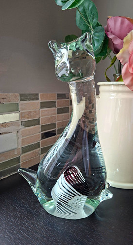 Murano style art glass - art, cat
