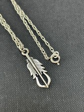 VTG Sunwest Co. 925 Sterling Silver Native Southwestern Feather Pendant Necklace