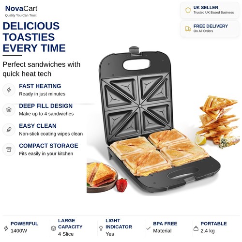 1400w sandwich toaster deep - toaster,