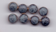 8 vintage black glass buttons - with patina