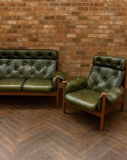 Guy Rogers 'Santa Fe' green sofa & lounge chair mid century 1960s