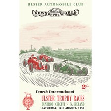 Ulster Northern Ireland 1950 Motor Racing Grand Prix Huge Wall Art Poster Print