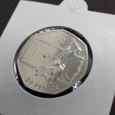 2011 Handball 50p Olympic Coin in flip – BUNC– Rare Fifty Pence London Games 