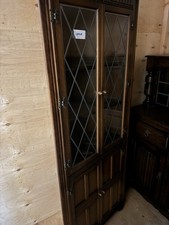 Oak  Wooden Corner Storage Cupboard with Shelf Display Unit