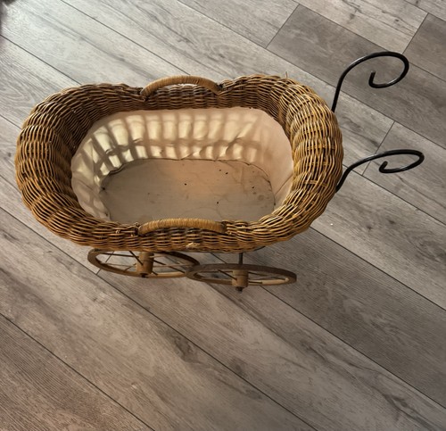 Vintage brown wicker baby - vintage,