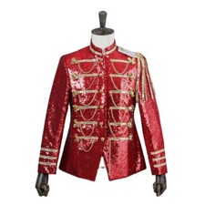 Men Shiny Sequin Hussar Jacket