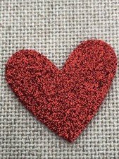 GLITTER FELT HEART Shapes LARGE.  x 10 CHRISTMAS Red WEDDING CARDS LOVE