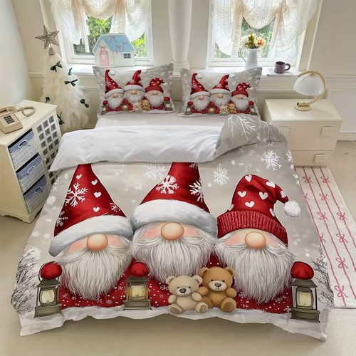 Christmas gnomes festive - christmas, duvet