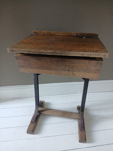 Vintage wooden school - , desk