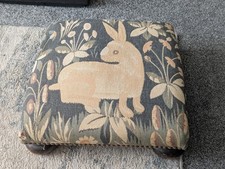Vintage Medieval Rabbit Footstool Hardwood Feet