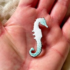 Vintage White Green Seahorse