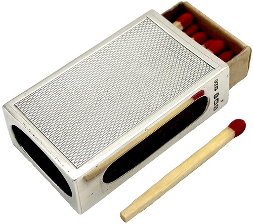 Antique silver match box - match,
